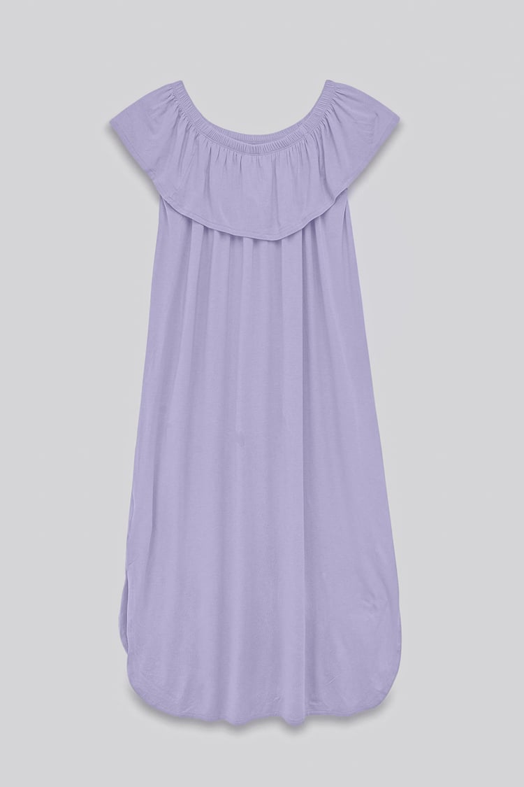 Off Shoulder Ruffle Jersey Dress