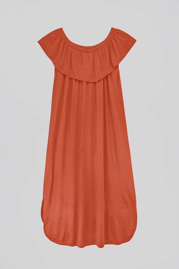Off Shoulder Ruffle Jersey Dress