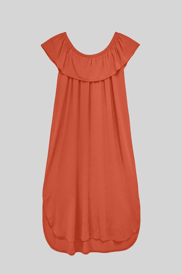Off Shoulder Ruffle Jersey Dress