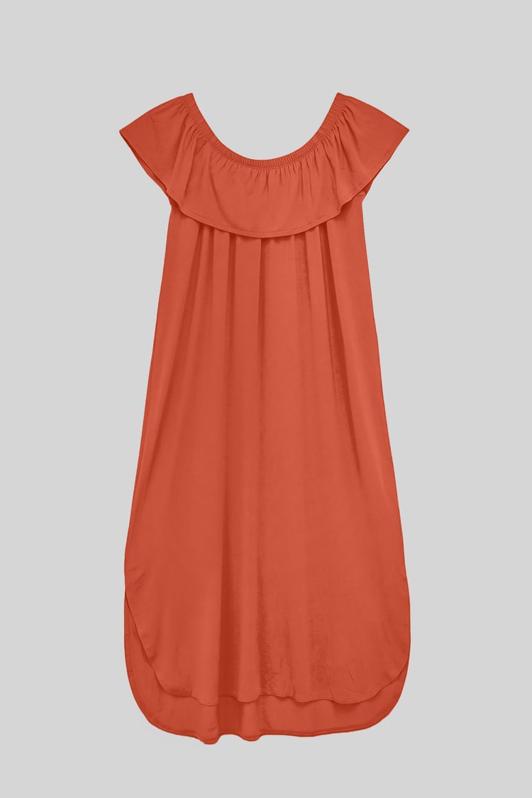 Off Shoulder Ruffle Jersey Dress