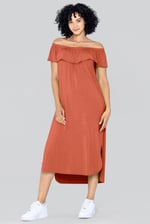 Off Shoulder Ruffle Jersey Dress