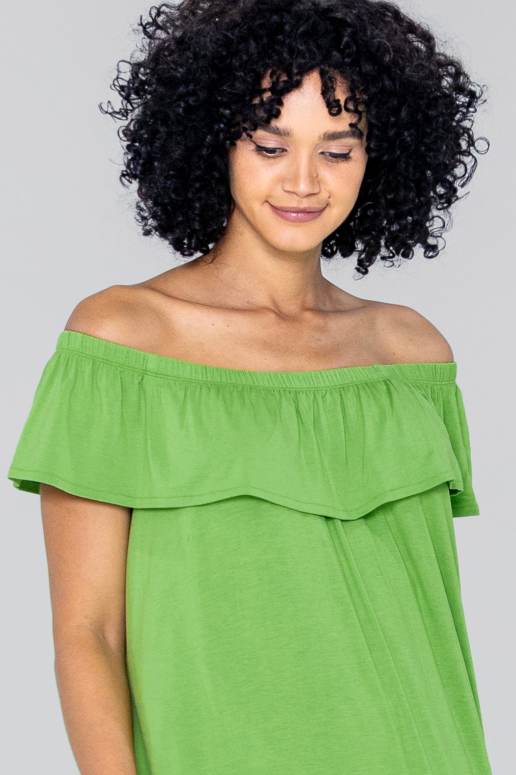 Off Shoulder Ruffle Jersey Dress