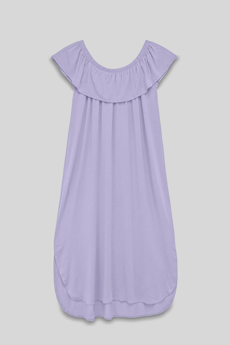 Off Shoulder Ruffle Jersey Dress