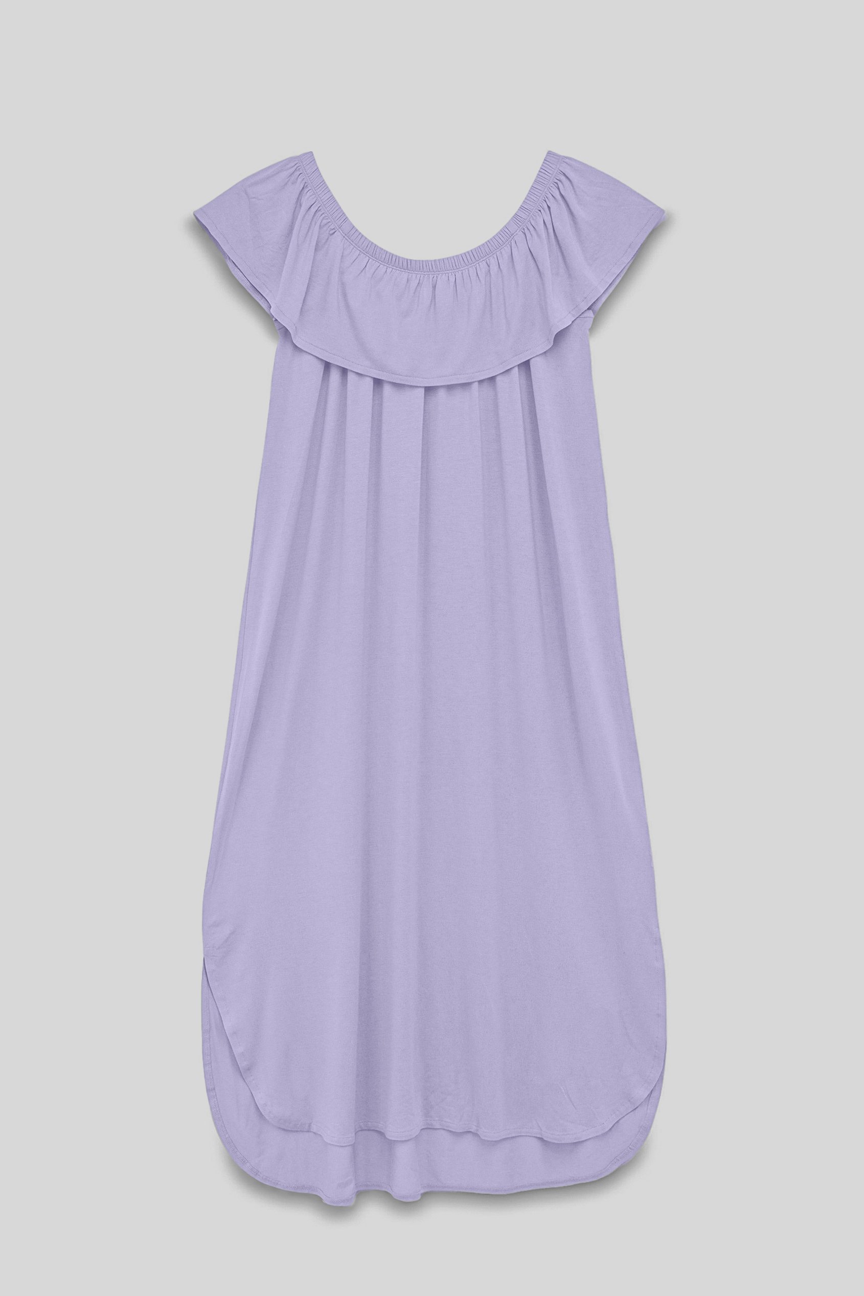 Off Shoulder Ruffle Jersey Dress