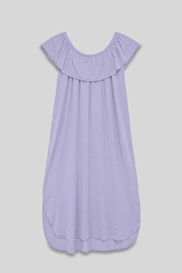 Off Shoulder Ruffle Jersey Dress