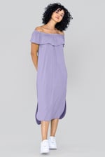 Off Shoulder Ruffle Jersey Dress