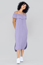 Off Shoulder Ruffle Jersey Dress