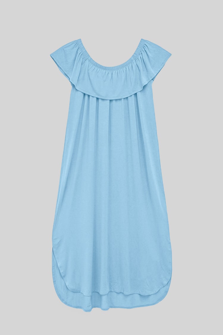 Off Shoulder Ruffle Jersey Dress