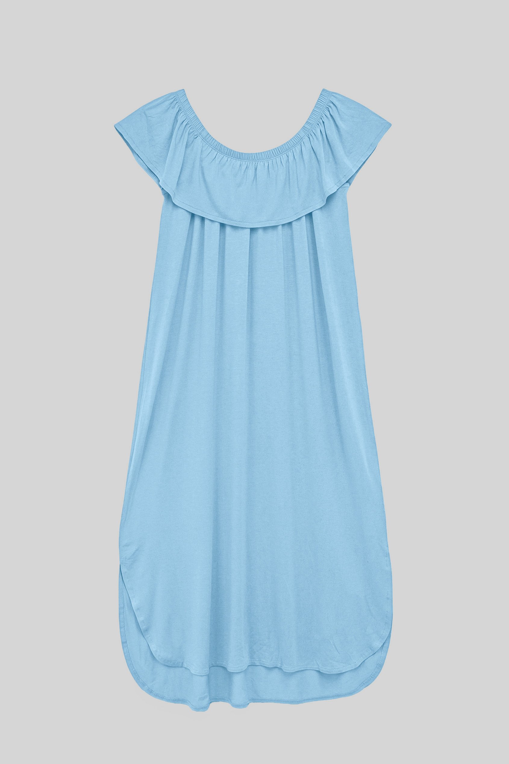Off Shoulder Ruffle Jersey Dress