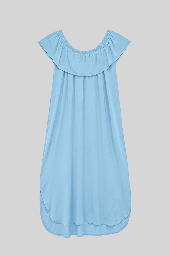 Off Shoulder Ruffle Jersey Dress