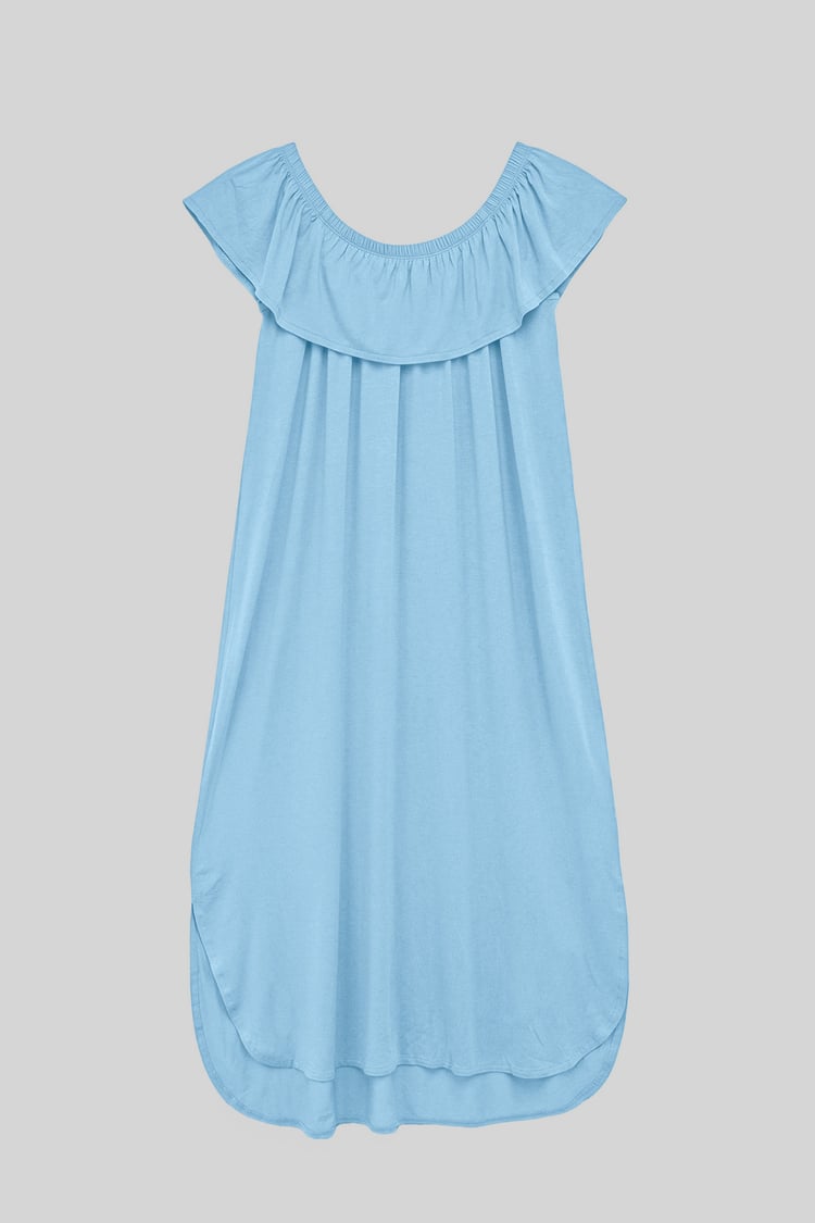 Off Shoulder Ruffle Jersey Dress