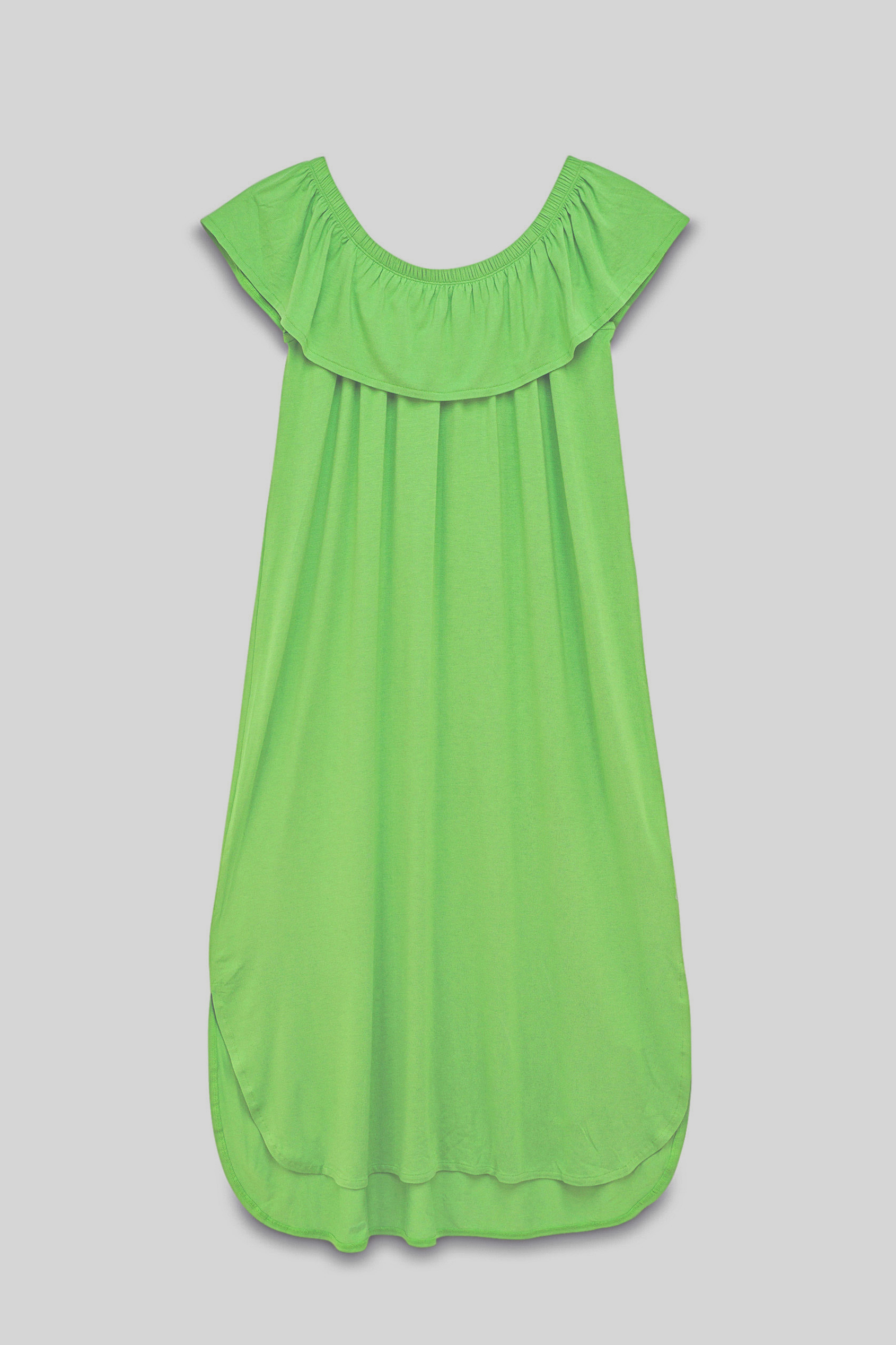 Off Shoulder Ruffle Jersey Dress