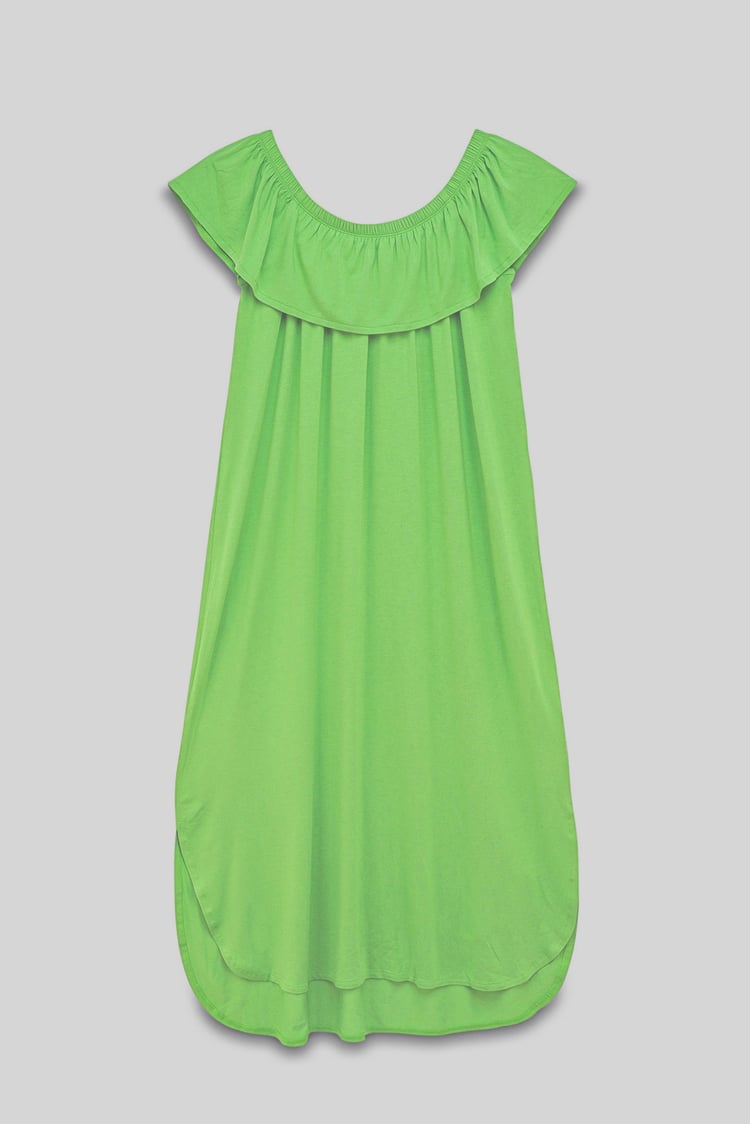 Off Shoulder Ruffle Jersey Dress