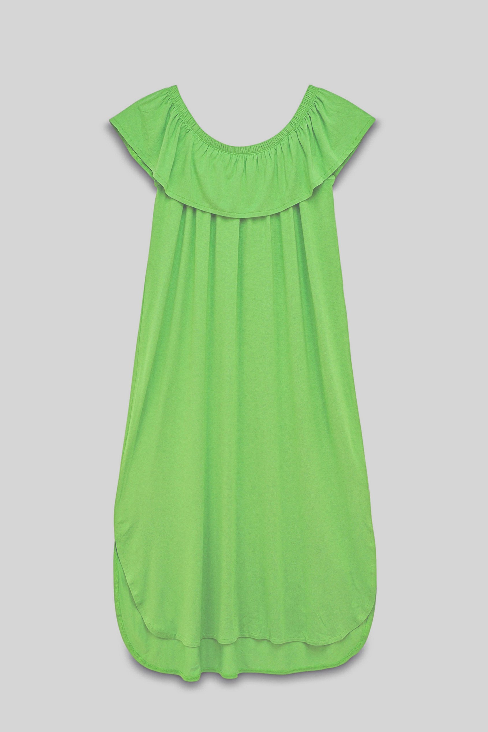 Off Shoulder Ruffle Jersey Dress