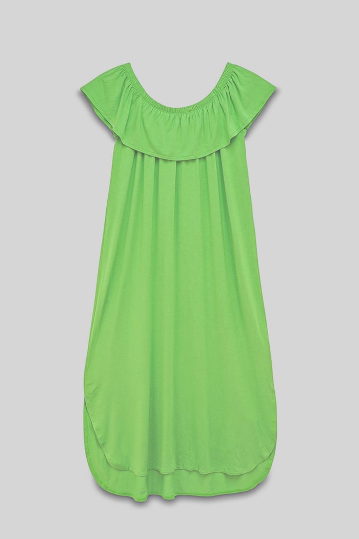 Off Shoulder Ruffle Jersey Dress