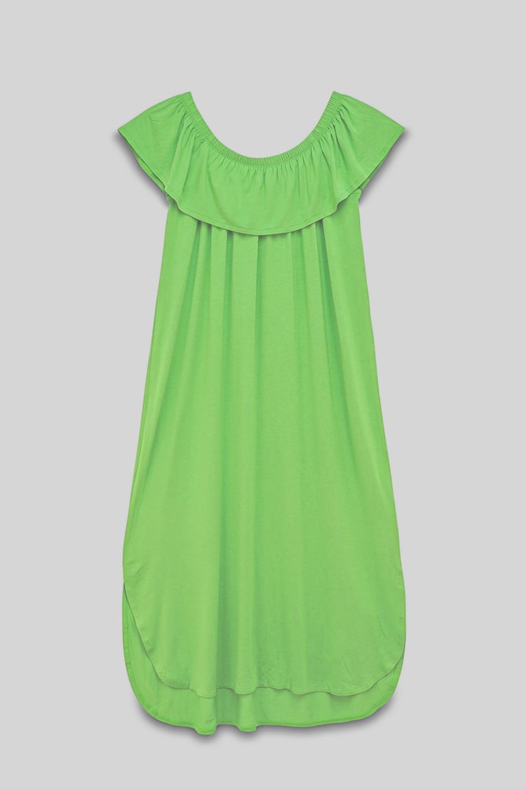 Off Shoulder Ruffle Jersey Dress