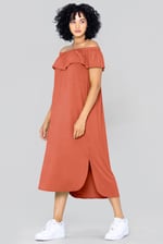 Off Shoulder Ruffle Jersey Dress