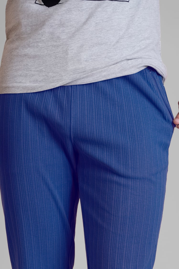 Ribbed Jersey Slim Fit Zip Pockets Joggers