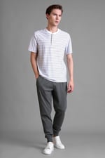 Ribbed Jersey Slim Fit Zip Pockets Joggers