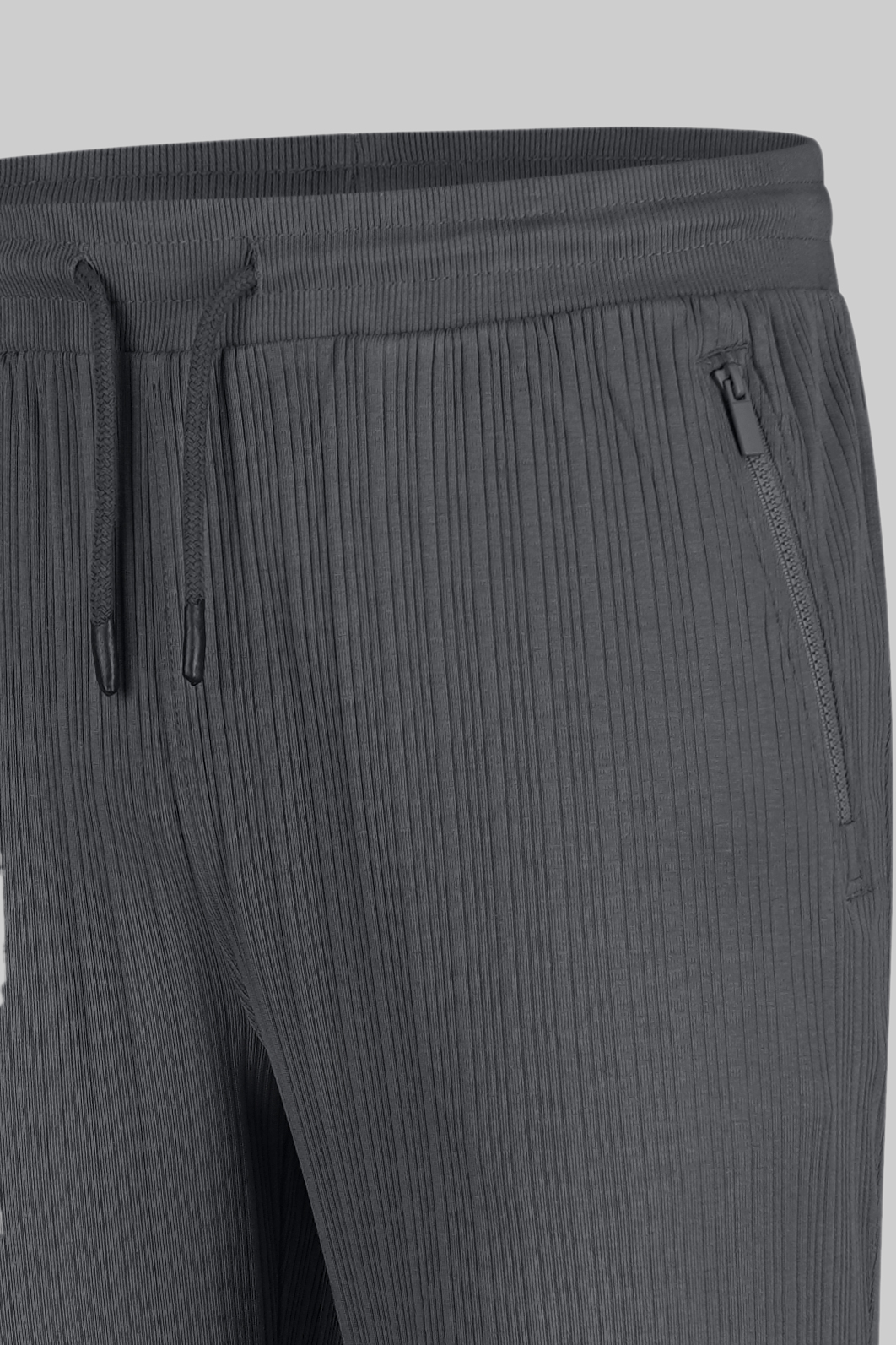 Ribbed Jersey Slim Fit Zip Pockets Joggers