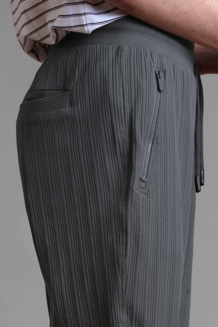 Ribbed Jersey Slim Fit Zip Pockets Joggers