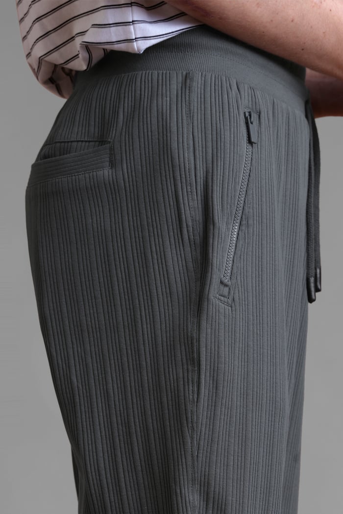 Ribbed Jersey Slim Fit Zip Pockets Joggers