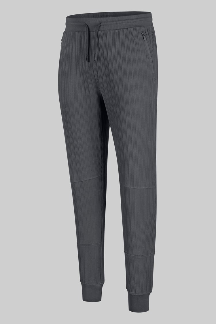 Ribbed Jersey Slim Fit Zip Pockets Joggers