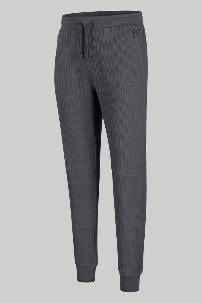 Ribbed Jersey Slim Fit Zip Pockets Joggers