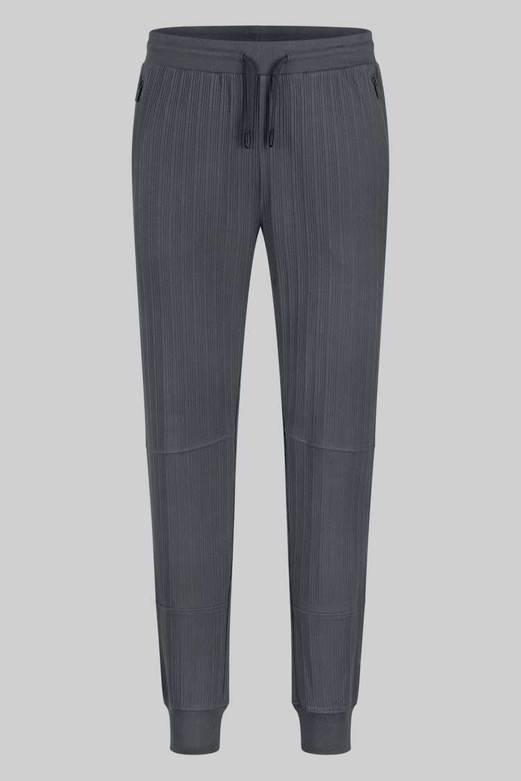 Ribbed Jersey Slim Fit Zip Pockets Joggers