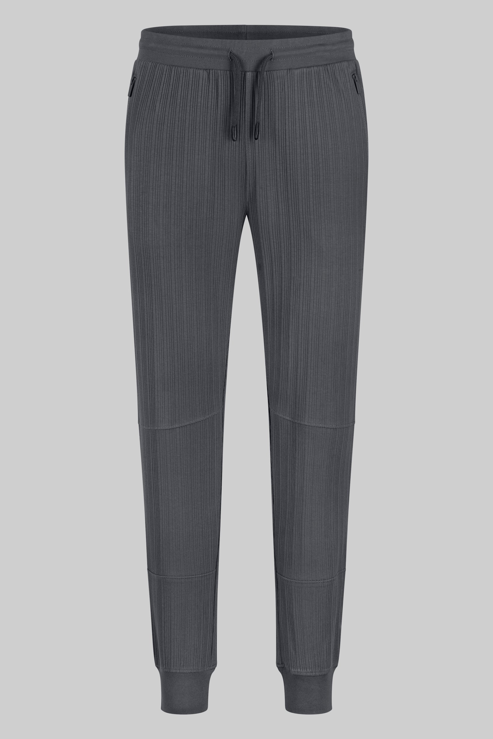 Ribbed Jersey Slim Fit Zip Pockets Joggers