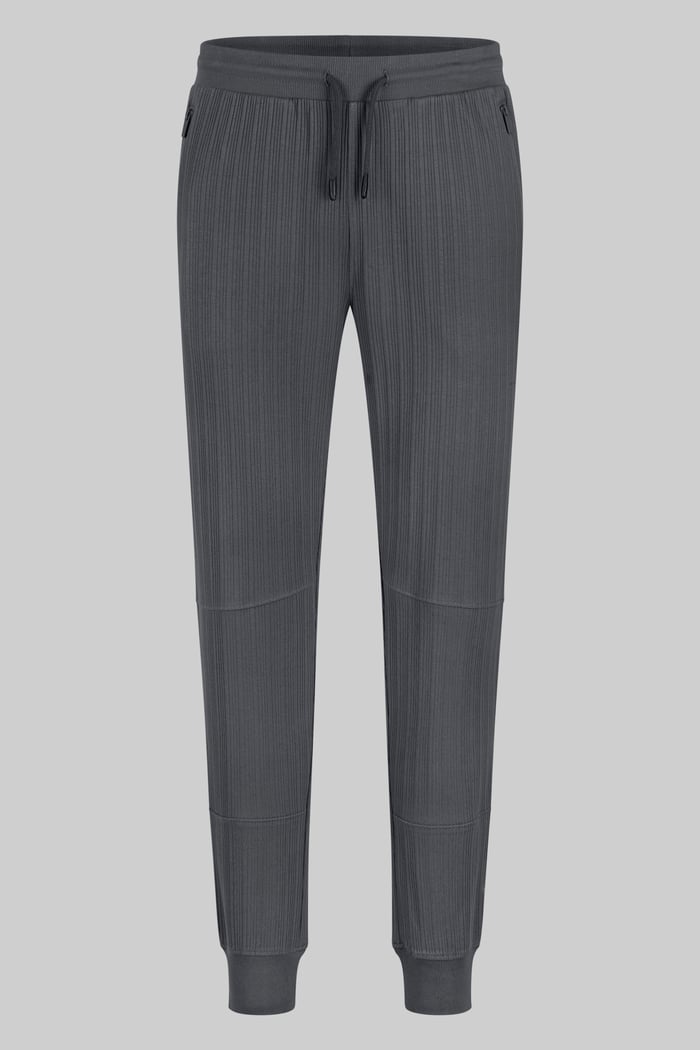 Ribbed Jersey Slim Fit Zip Pockets Joggers