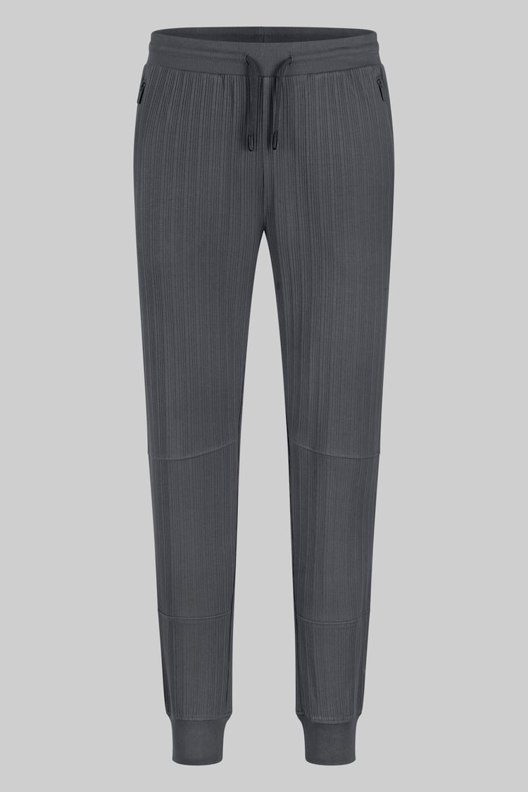 Ribbed Jersey Slim Fit Zip Pockets Joggers