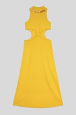 Sequin Embroidered Cut Out Waist Maxi Dress