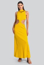 Sequin Embroidered Cut Out Waist Maxi Dress