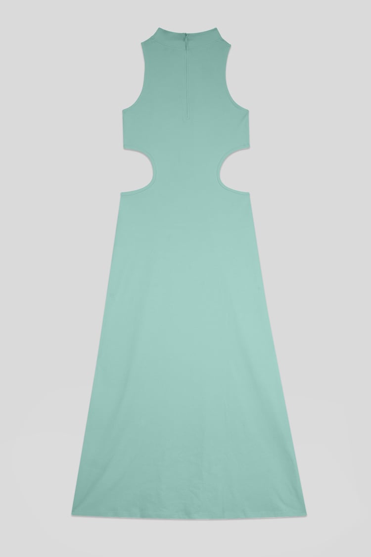 Sequin Embroidered Cut Out Waist Maxi Dress