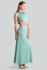 Sequin Embroidered Cut Out Waist Maxi Dress