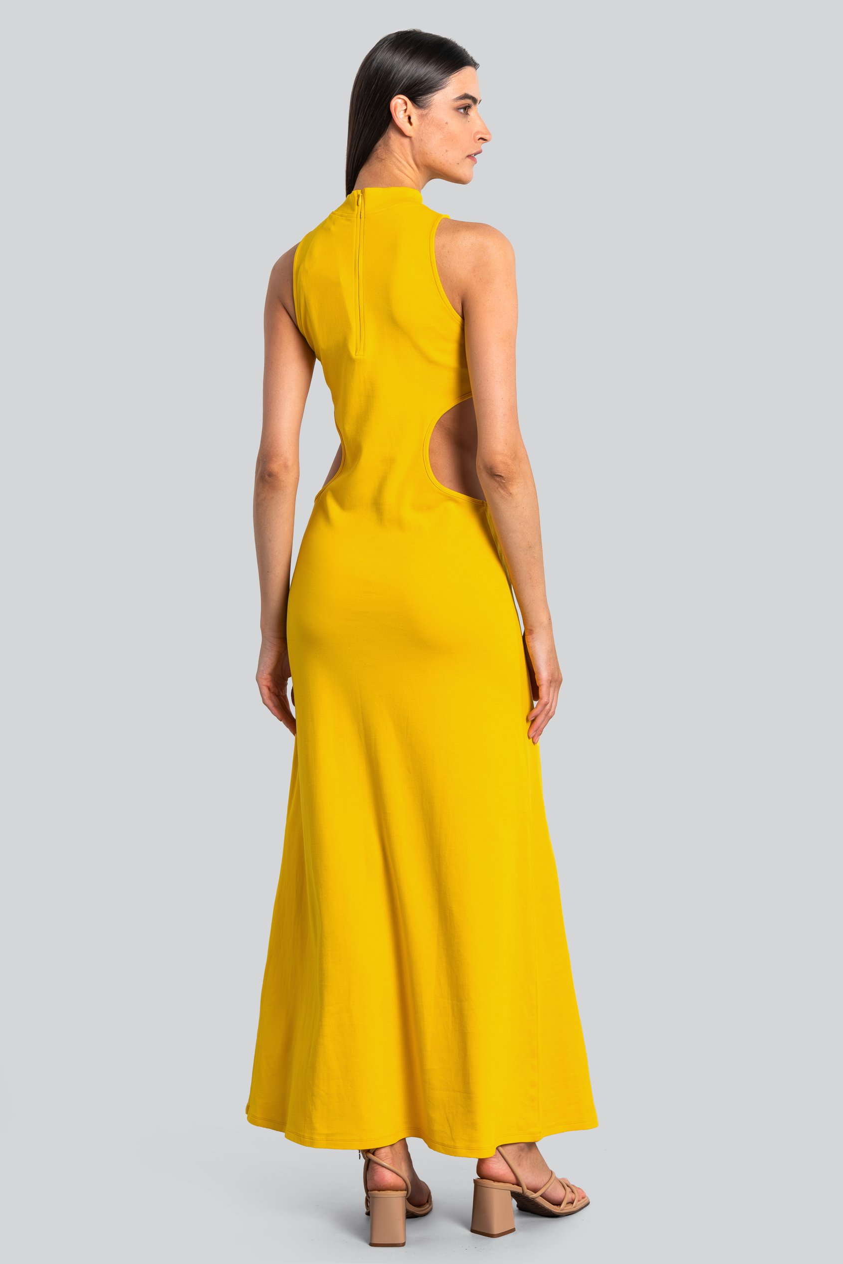 Sequin Embroidered Cut Out Waist Maxi Dress