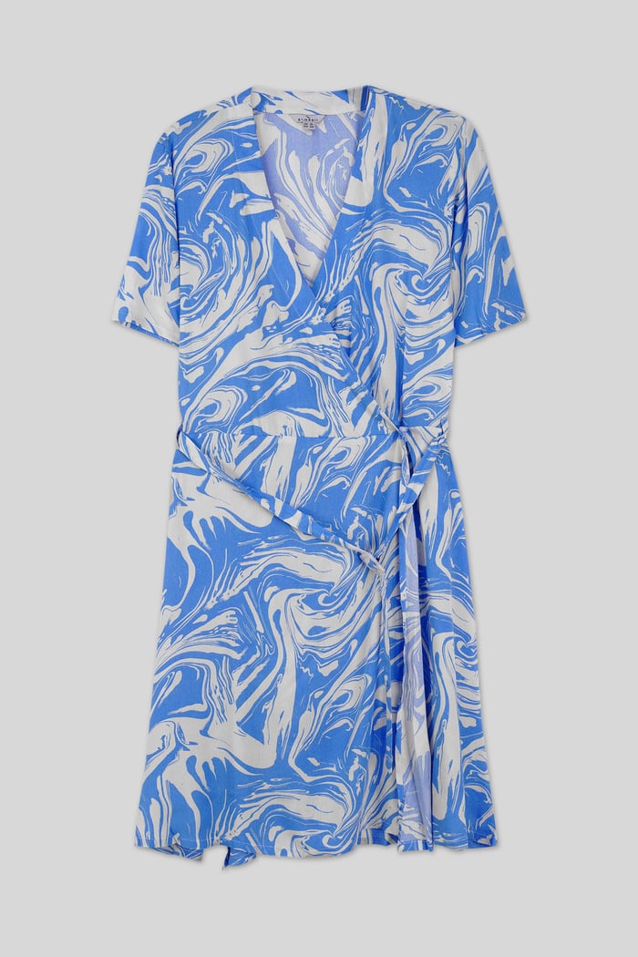 Fluid Print Wrap Dress
