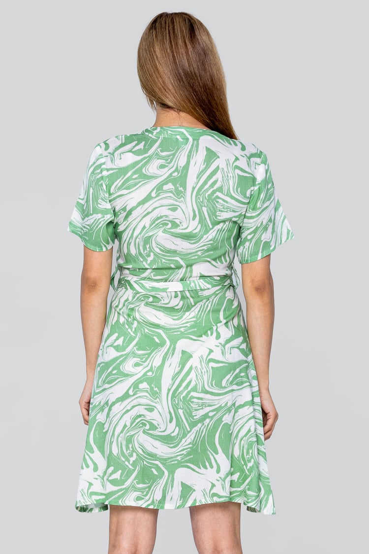 Fluid Print Wrap Dress