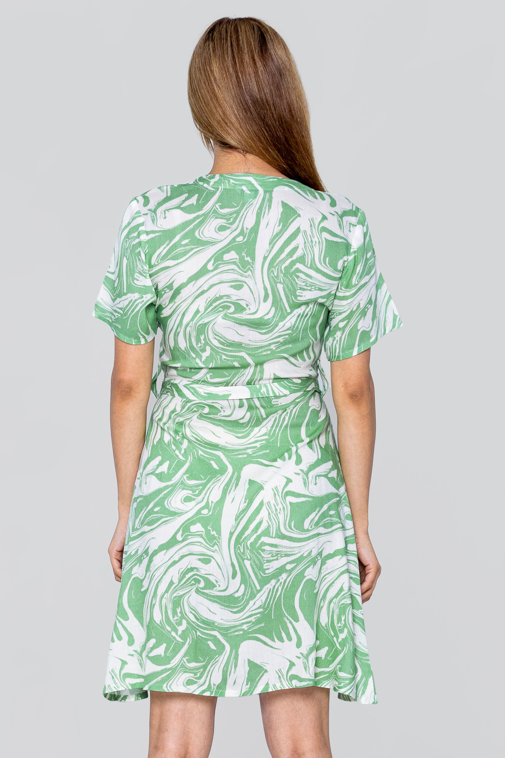 Fluid Print Wrap Dress