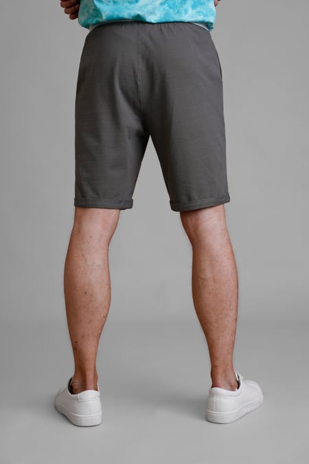 Grey Contrast Waistband Regular Fit Shorts