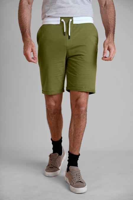 Grey Contrast Waistband Regular Fit Shorts