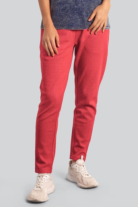 Womens Red Jersey  Trousers
