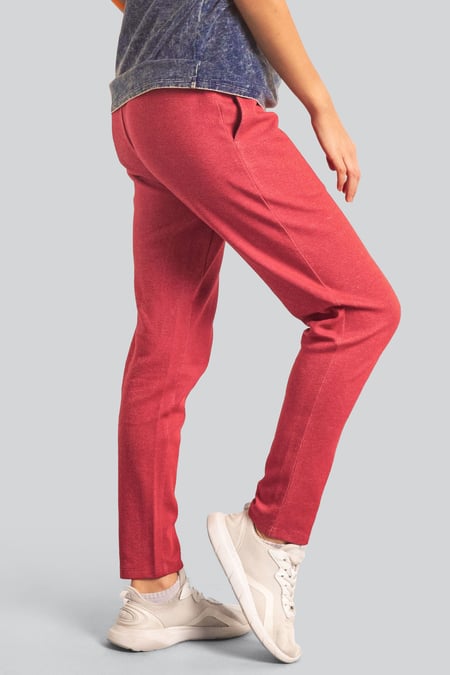 Womens Red Jersey  Trousers