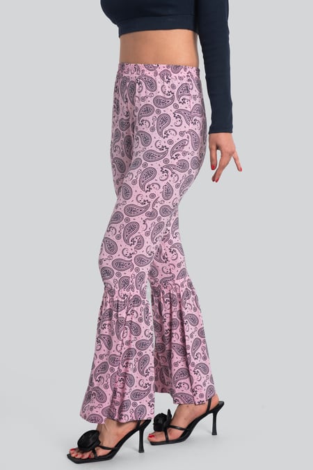 Pink Paisley Printed Flared Sharara Pant