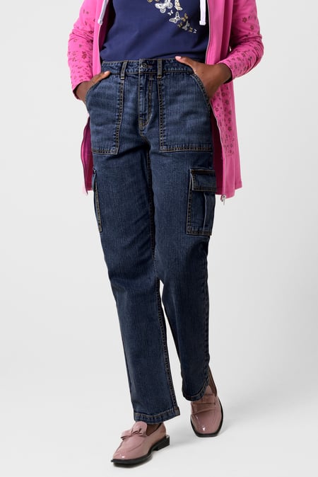 Blue Vintage Straight Leg Cargo Jeans