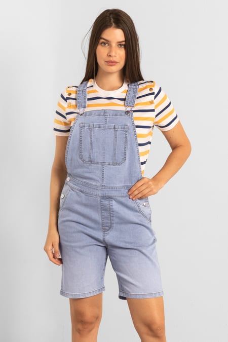 Womens Sky Denim Short Dungaree