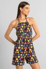 Smocked Waist Floral Printed Playsuit