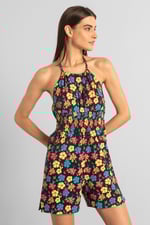 Smocked Waist Floral Printed Playsuit