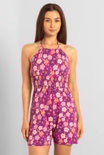 Smocked Waist Floral Printed Playsuit